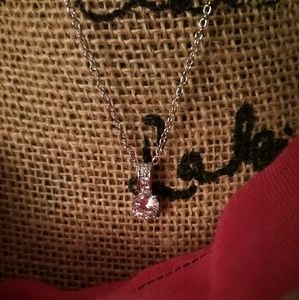 Silver Toned CZ Necklace