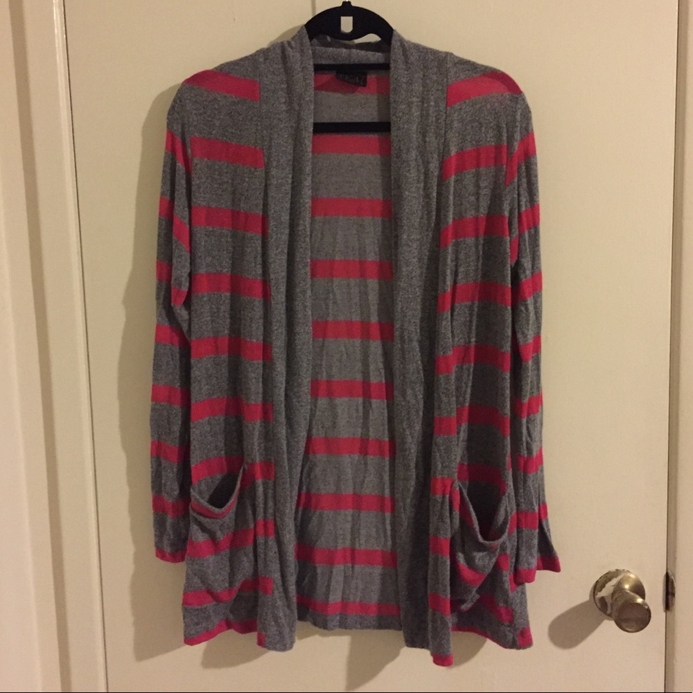 Striped Light-Weight Open-Front Cardigan