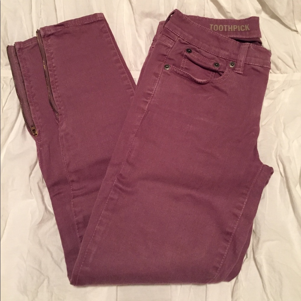 J. Crew garment dyed ankle zip toothpick jean