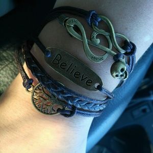 Multi Charmed leather Bracelet