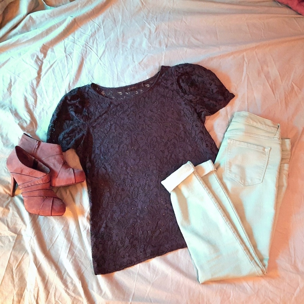 The Limited Gray Lace Top