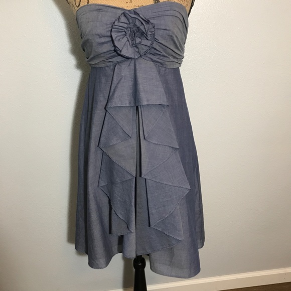 J.Crew Chambray Wild Rose Strapless Dress - Picture 2 of 8