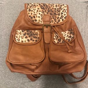 Vintage style cheetah print backpack