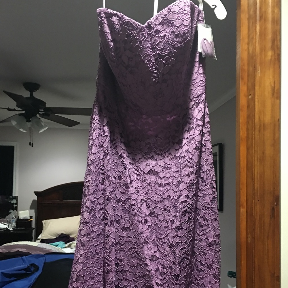 David bridal strapless lace dress with full skirt