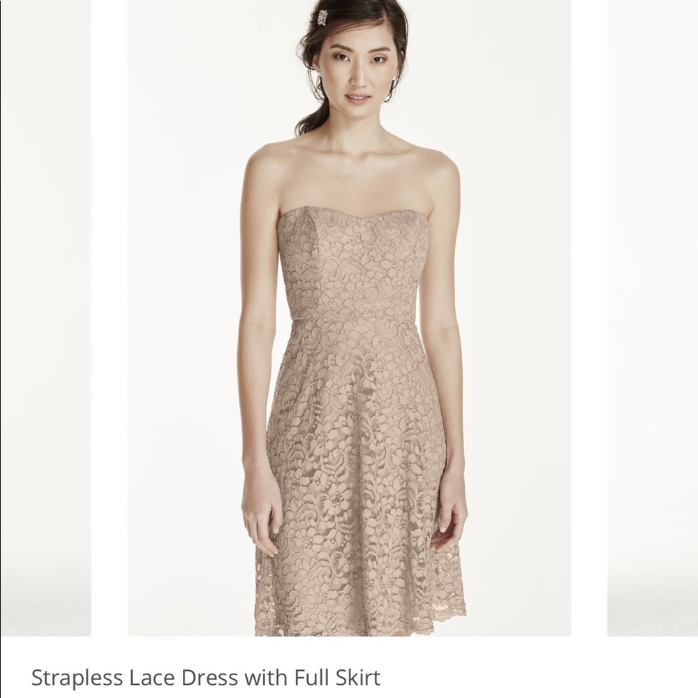 David bridal strapless lace dress with full skirt - Picture 7 of 8
