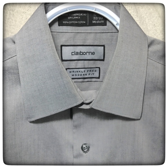 Claiborne Men's Gray Button Down Dress Shirt EUC - Picture 2 of 2