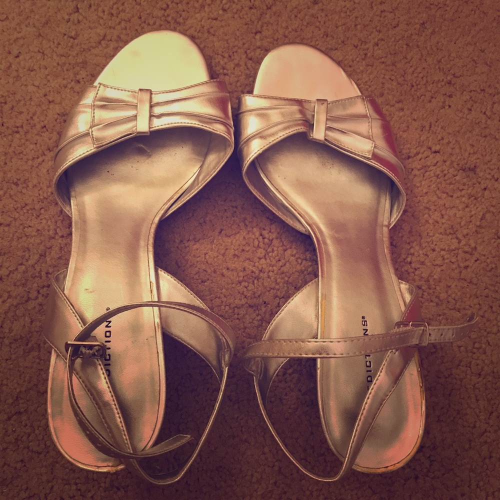 Silver kitten heels