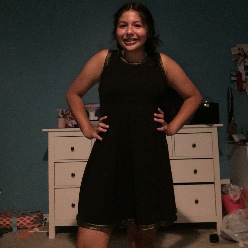 Black and gold rimmed dress