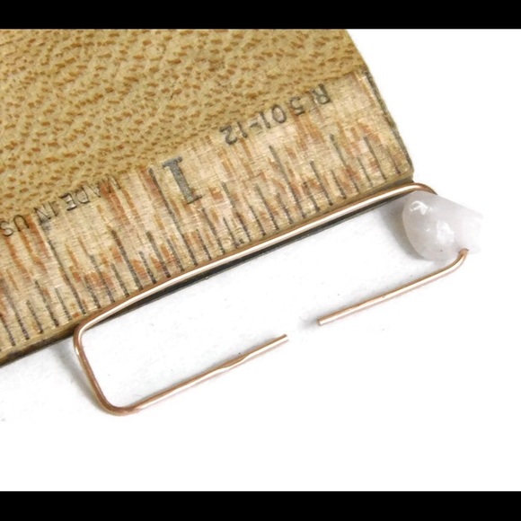 rose quartz pink gold rectangle earrings - Picture 4 of 7