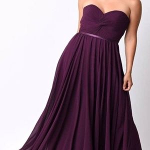 Eggplant/Deep purple Bridesmaid/Pom dress