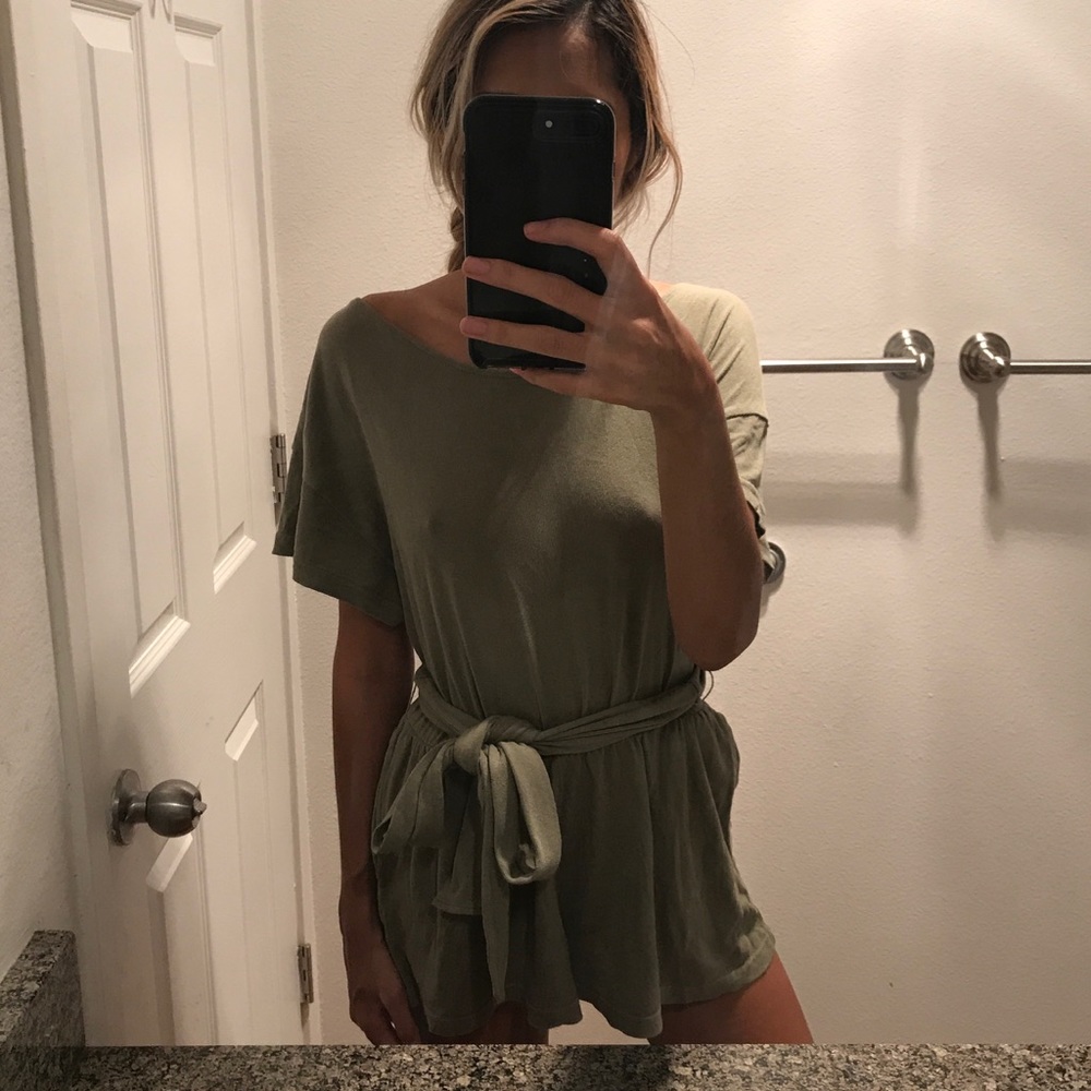 Olive green free people romper
