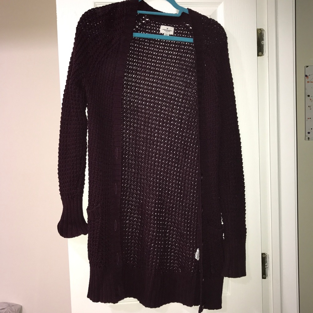 Dark Purple Knit Cardigan