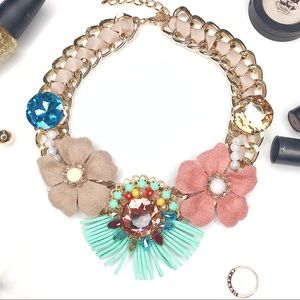 Floral Accent Statement Necklace