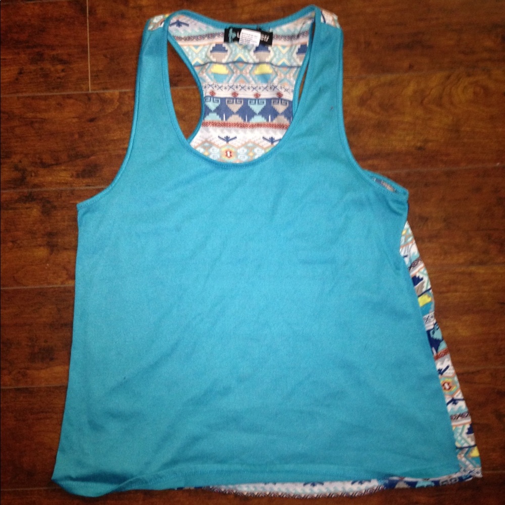 Teal/pattern tank top