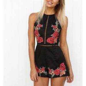 Peppermayo black embroidered playsuit romper