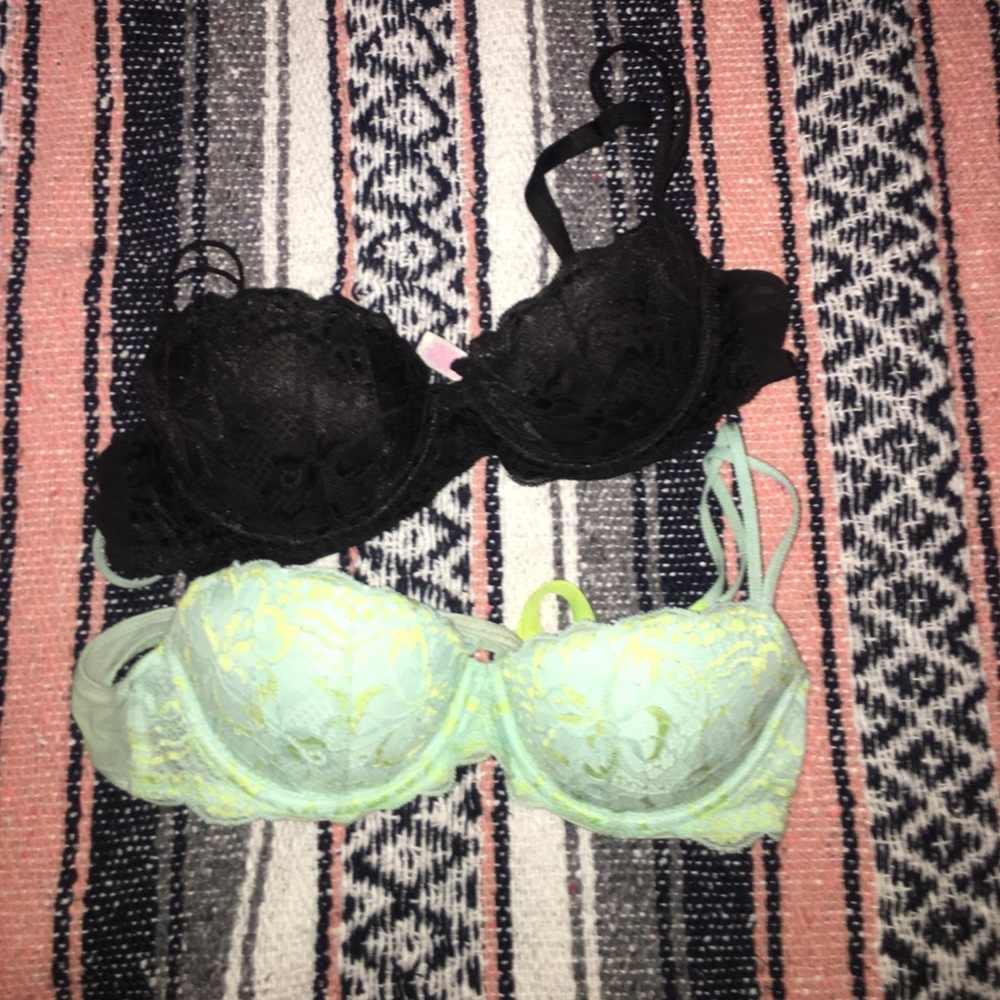 two PINK bras