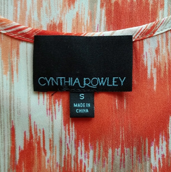 CYNTHIA ROWLEY Orange & tan pattern tank top - Picture 4 of 5