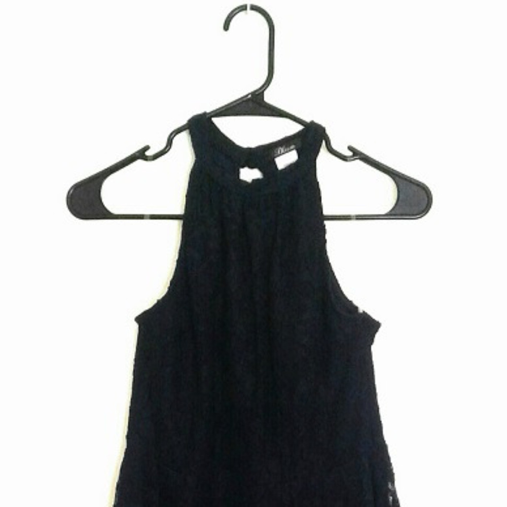 navy blue lace bloom dress short medium
