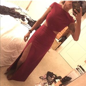 Wine red maxi dress