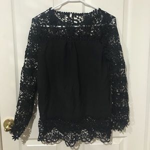Black blouse, with lace sleeves, top & bottom