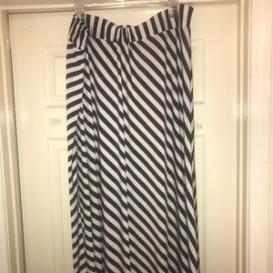 Black and White Striped Maxi Skirt