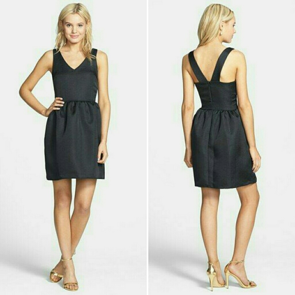 Nordstrom Everly black embossed fit & flare dress