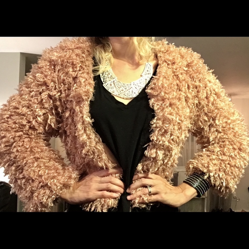 FINAL F21 shaggy faux fur mini jacket (small)