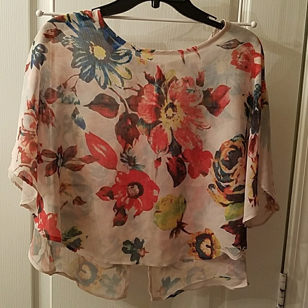 Sheer floral cape top