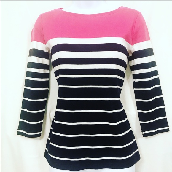 Talbots Tops - Hot Pink Striped Top