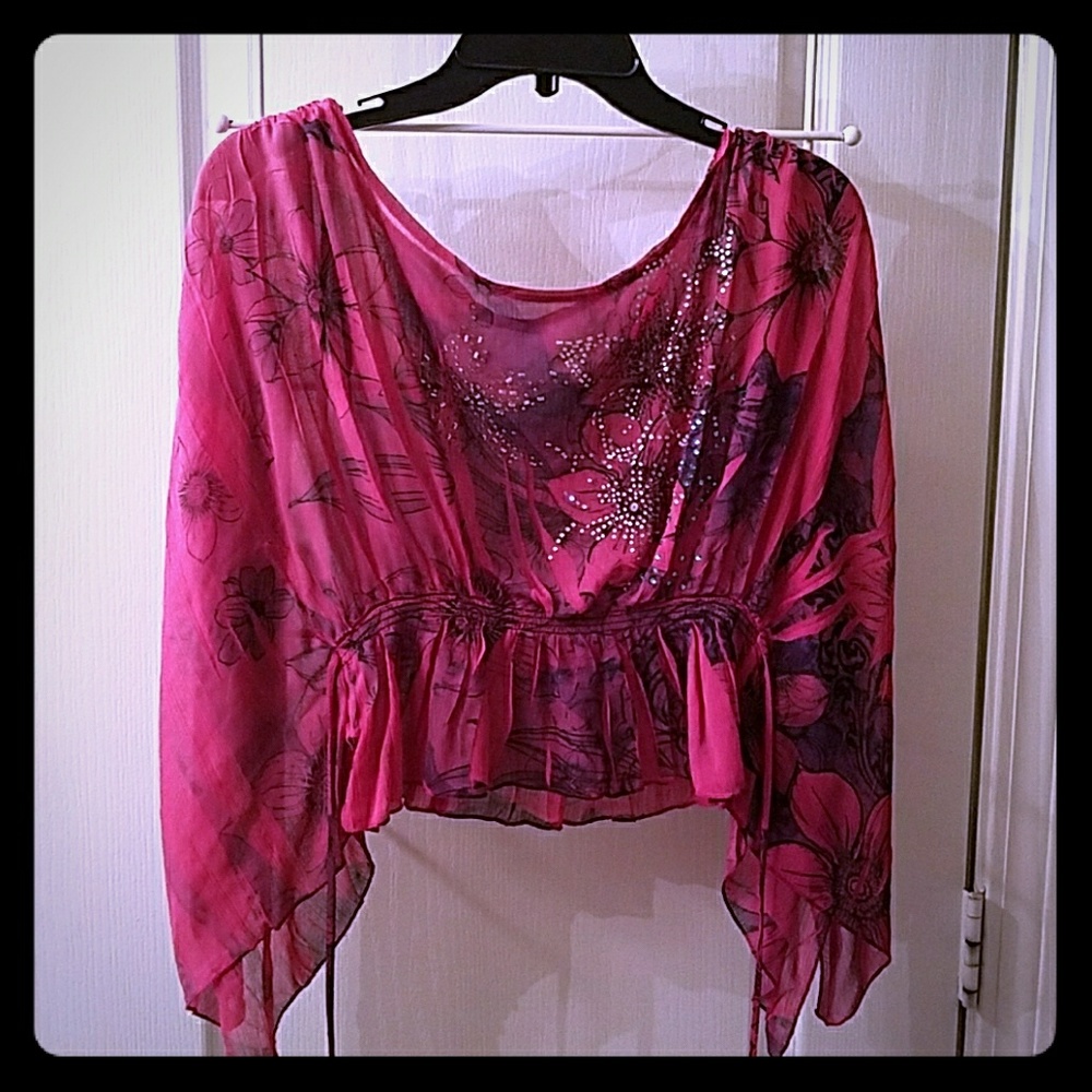 Sheer scarf cover top