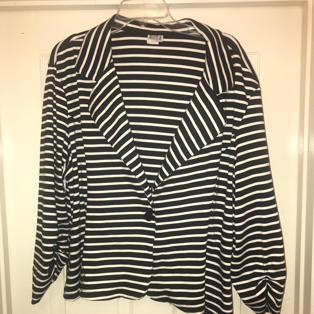 Striped One Button Striped Blazer