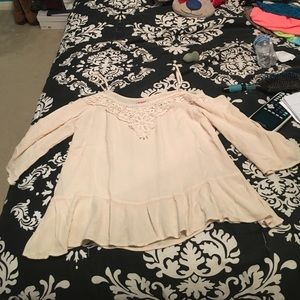 Cream off the shoulder shirt