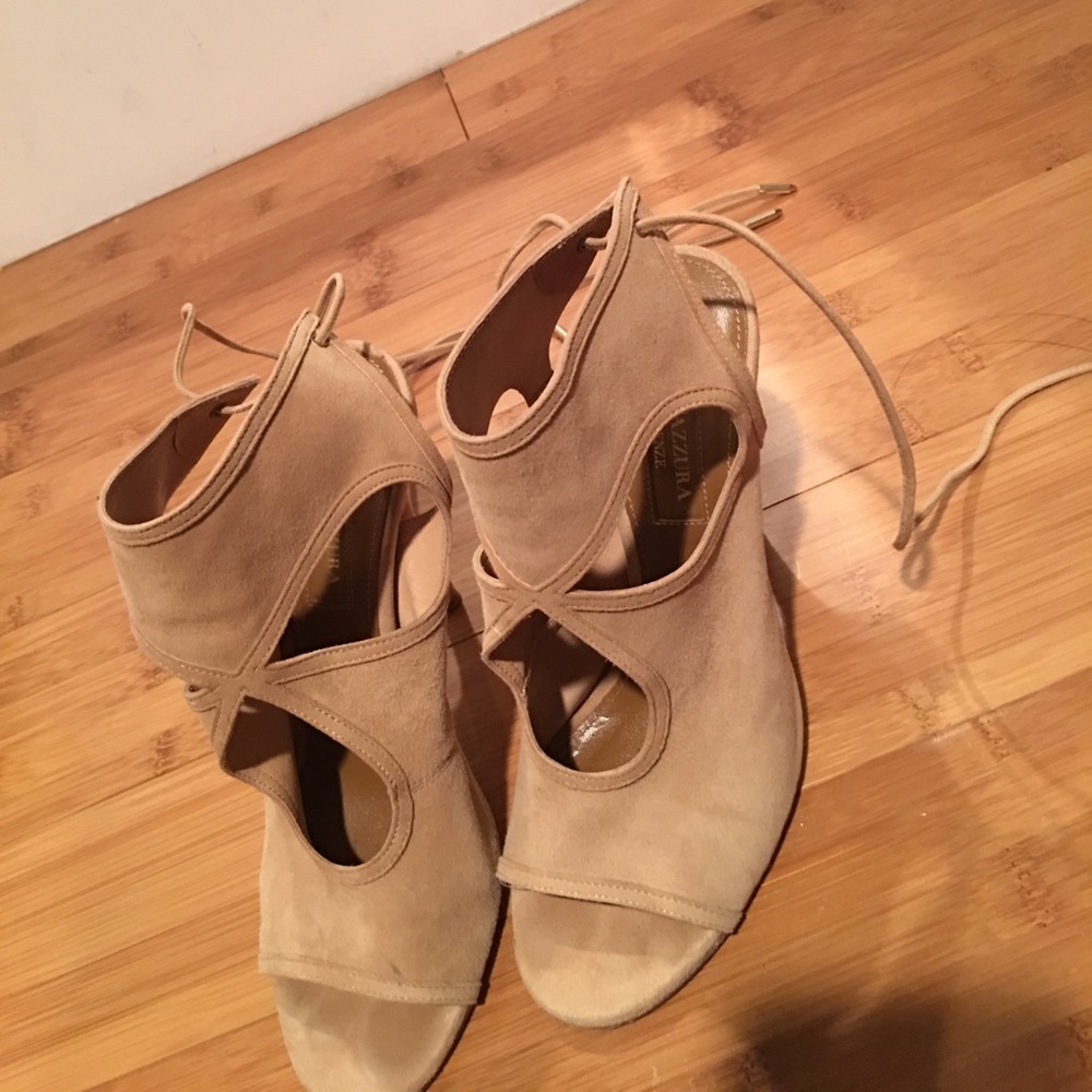 Aquazzura Sexy Little Things Suede Nude Sandals