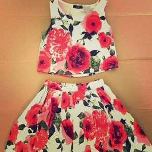 matching floral top/skirt separates