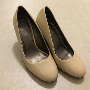 Cole Haan nude wedge pump