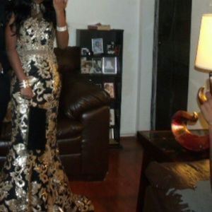 Black and Gold Prom Dress
