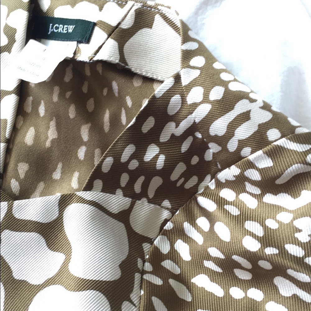 JCrew pure silk olive leopard print sheath