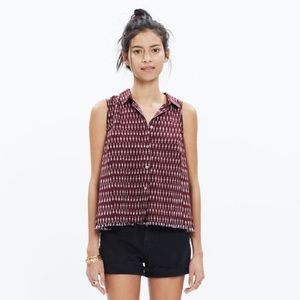 button up madewell printed tank top!!