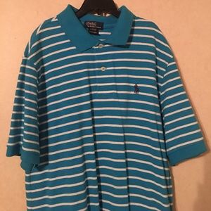 Blue & White Striped Polo Shirt
