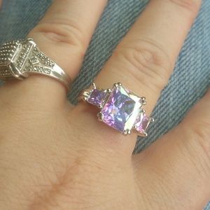 NEW Princess Cut Multicolor Sapphire mystic ice color 925 marked