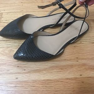 Pointy toe flats with ankle strap