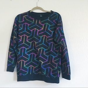 f21 holographic crewneck sweater