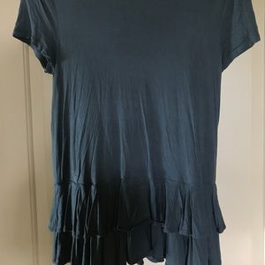 ruffle hem navy t-shirt