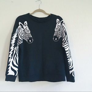 f21 black zebra print crewneck