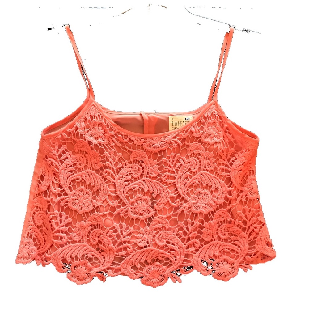 Orange lace crop top from Pacsun
