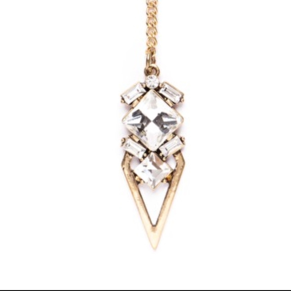 JUST IN Gold Crystal Y Pendant Necklace - Picture 4 of 4