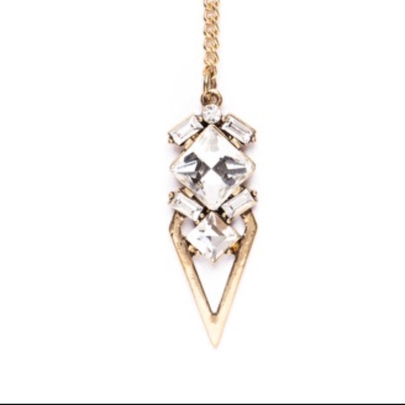 JUST IN Gold Crystal Y Pendant Necklace - Picture 4 of 4
