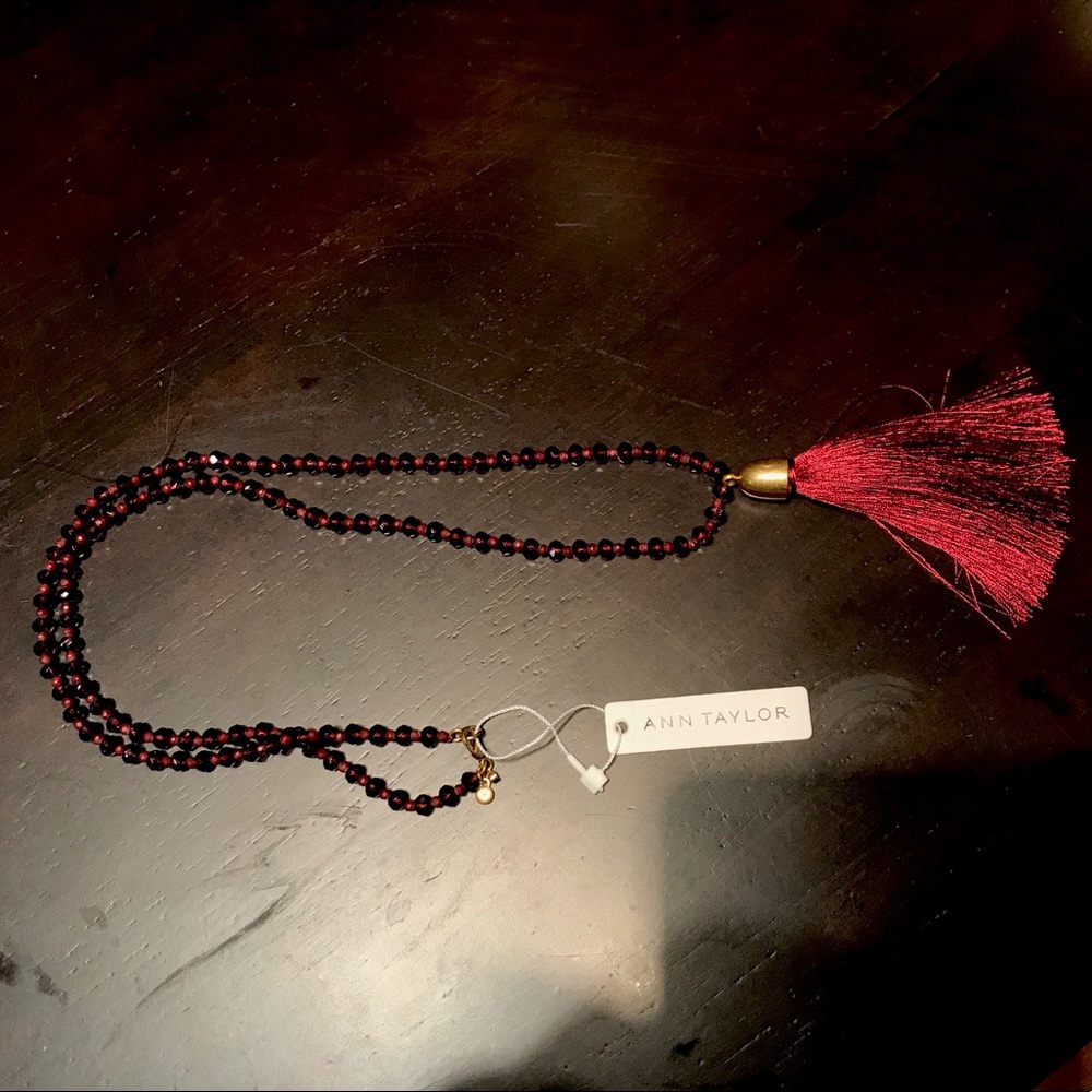 Ann Taylor Maroon Tassel Necklace