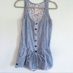 striped floral romper