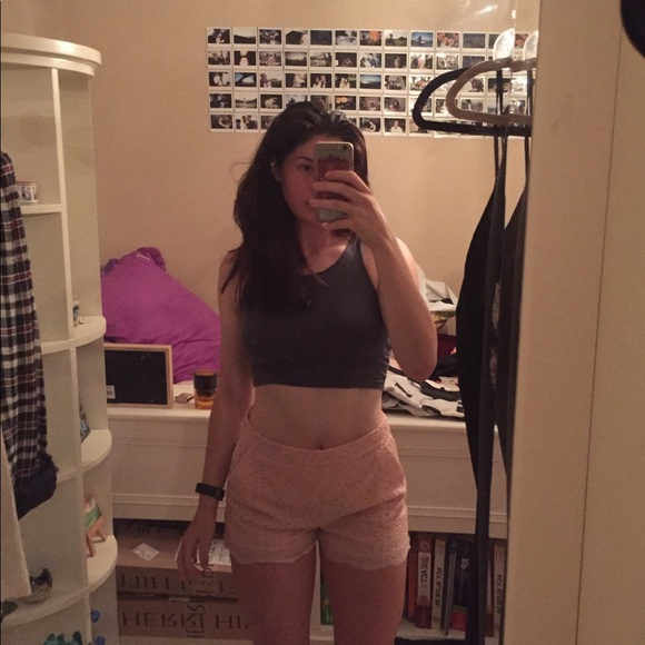 Light Pink Crochet Shorts - Picture 1 of 6